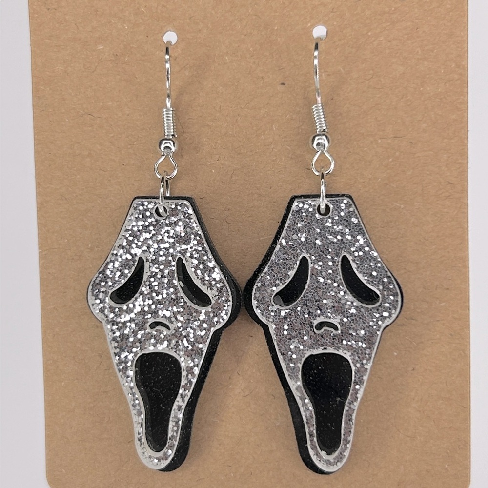 Scream Ghost Face Acrylic Dangle Halloween Earrings 2D Fashion Jewelry Horror